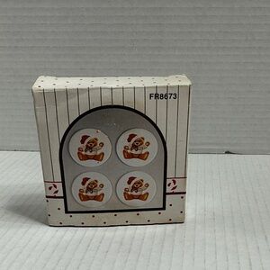 Set of 4 Teddy Bear Coasters With Santa Hats